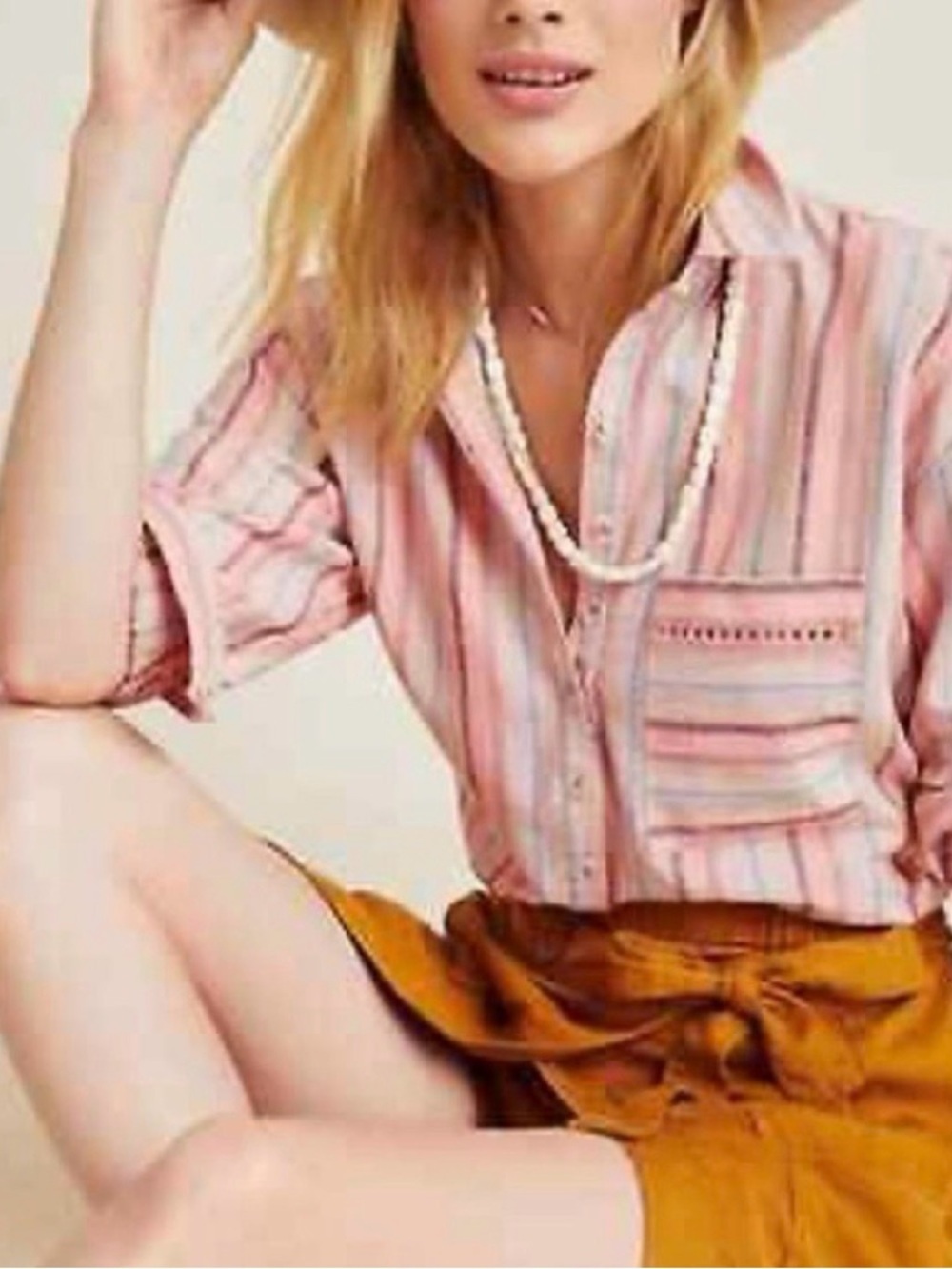 Anthropologie Maeve Top Blouse Cotton Linen Blend Oversized